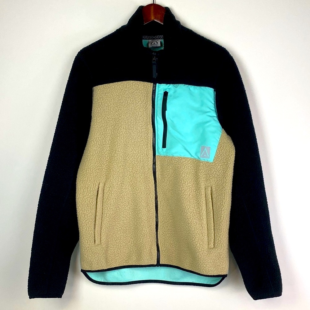 Men's Black and Tan Performance Jacket with Aqua Accent